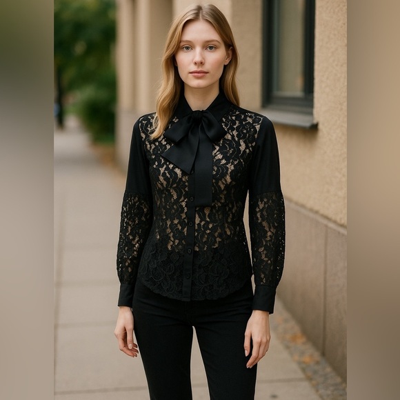 New York & Company Tops - New York & Company Black Fitted Embellished Blouse